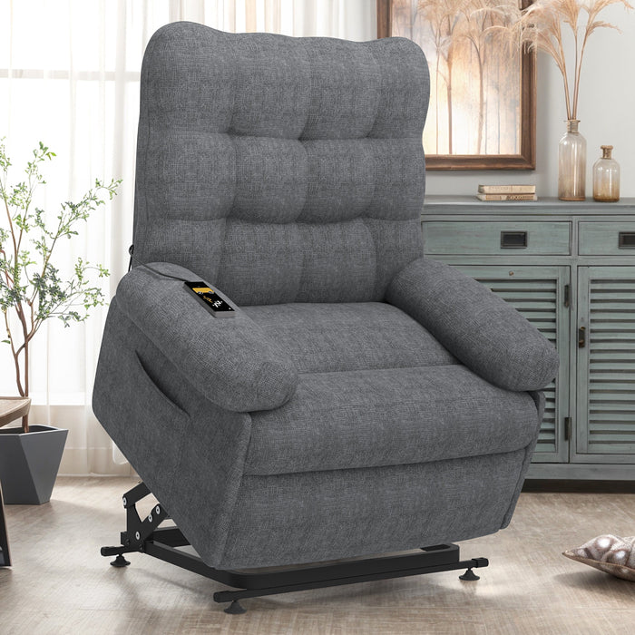 Power Lift Recliner Chair, Recliners with Remote Control and Side Pocket for Living Room, Single Sofa for Elderly and Adults, Ergonomic Lounge Electric Recliner Chair for Home Theater, Gray