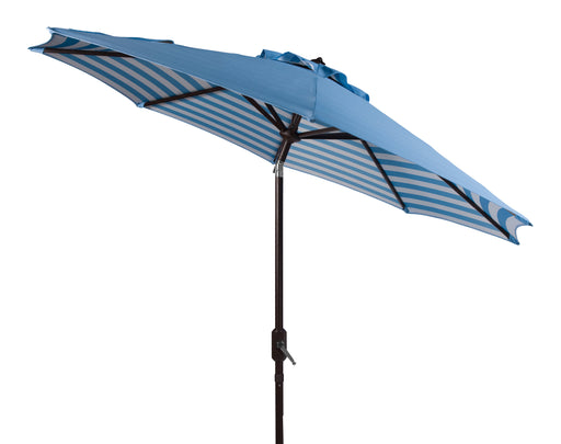 Athens 9' Market Crank Striped Patio Umbrella, Blue/White