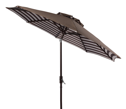 Athens 9' Market Crank Striped Patio Umbrella, Brown/White