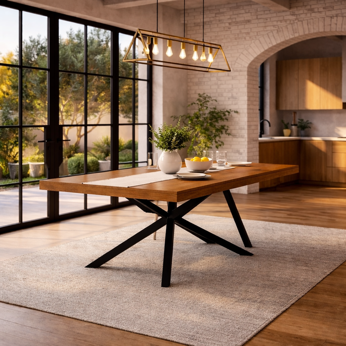 59–78 Inch Extendable Dining Table Set with 6 Upholstered Chairs Brown