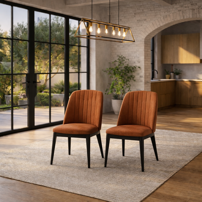 59–78 Inch Extendable Dining Table Set with 6 Upholstered Chairs Brown