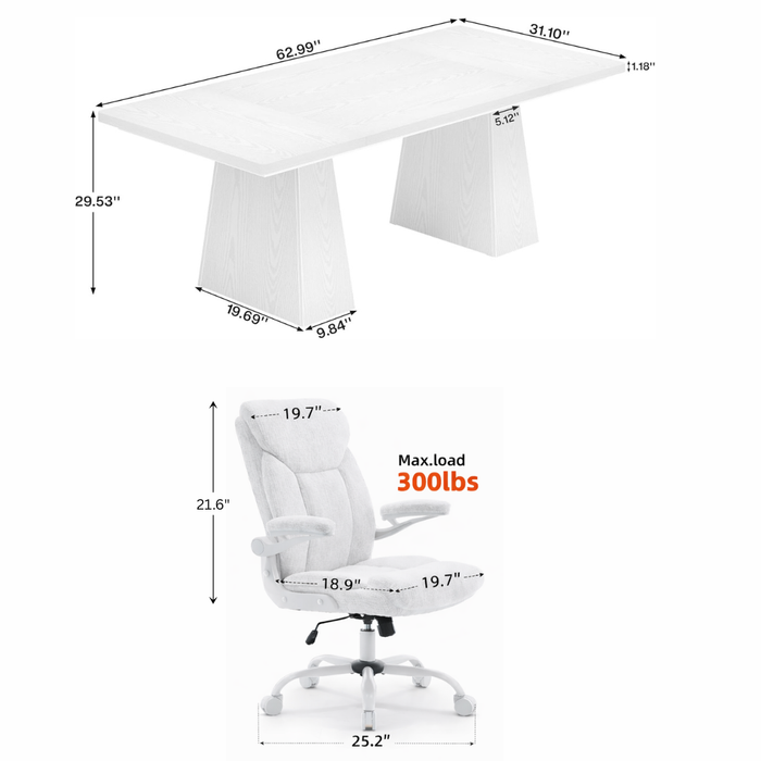 White 63Inch UltraExecutivePremium Desk Chair Ergonomic