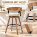 Swivel Bar Stools Set of 4-26" Counter Height Bar Stool with Footrest - Modern Wood Barstools with Linen Upholstered Seat - 360-Degree Swivel Stool for Kitchen Island Home Bar - White