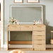 47“Makeup Vanity Desk with 44.8" Mirror and Lights, Vanity Desk with 7 Drawers, Makeup Vanity Table with a Glass Tabletop, 3 Color Modes & Adjustable Brightness Dressing Table, Bedroom,Oak