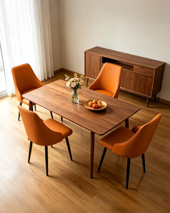 Dining Chairs Velvet Side Chairs with Wood-Grain Metal Legs, Curved Backrest Kitchen Chairs for Apartment, Bedroom,Home Bar,Living Space