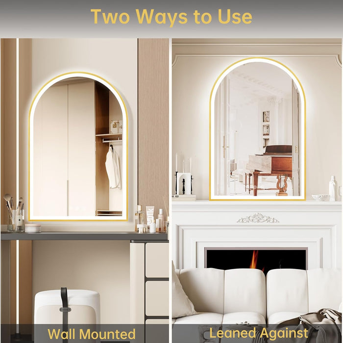 24"X36" Arched LED Lighted Bathroom Mirror with Lights