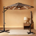 10Ft Solar LED Cantilever Patio Umbrella, 360-Degree Rotation Hanging Offset Market Outdoor Sun Shade for Backyard, Deck, Poolside W/Lights, Easy Tilt, Cross Base