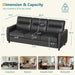 85Inch Black Faux Leather Executive Sofa USBChargingPorts