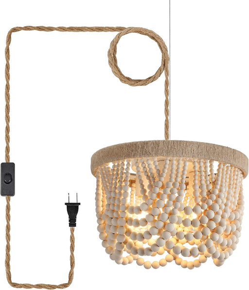 Plug In Bohemian Handwoven Hemp Rope PendantLightFixture