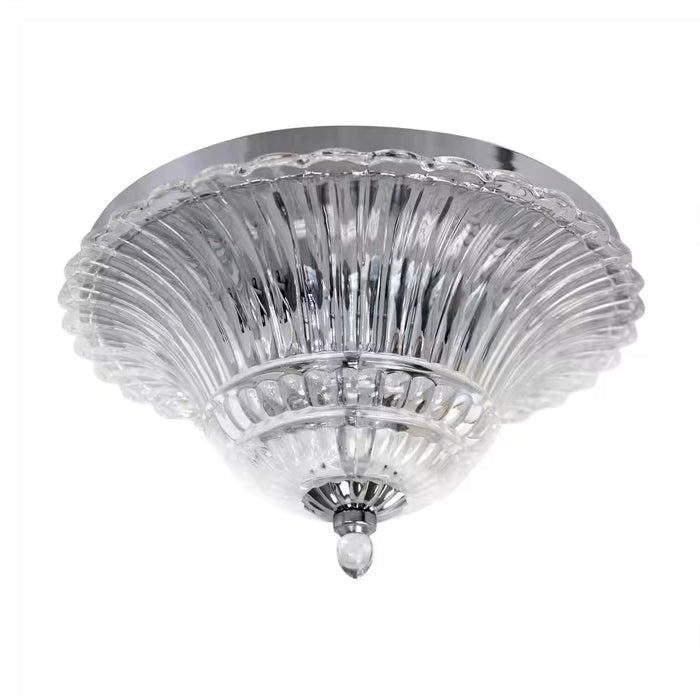 Glacier Petal Glass 2-Light Chrome Ceiling Flush Mount