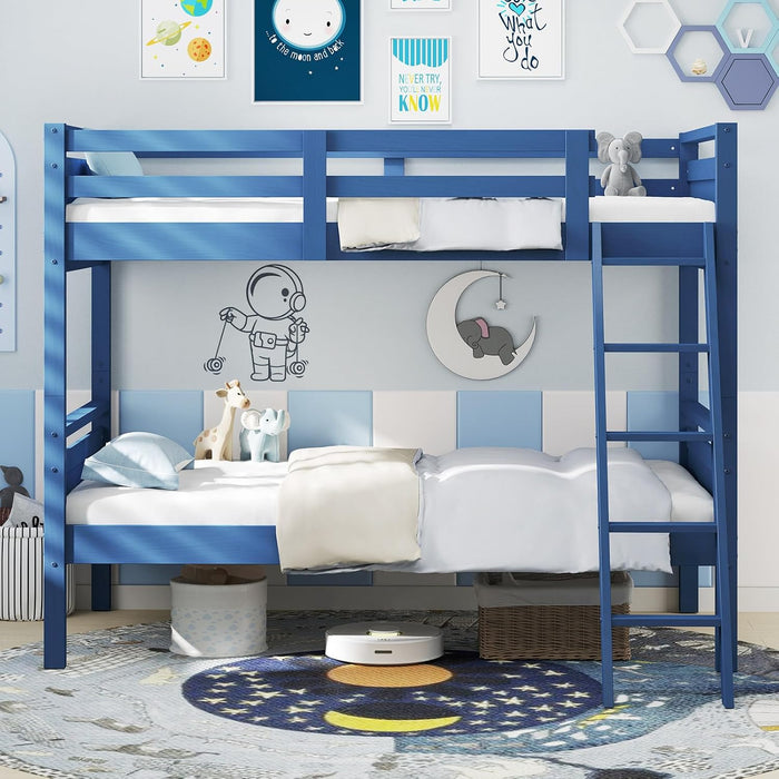 NavyBlue Convertible TwinOverTwin Bunk Bed For Kids