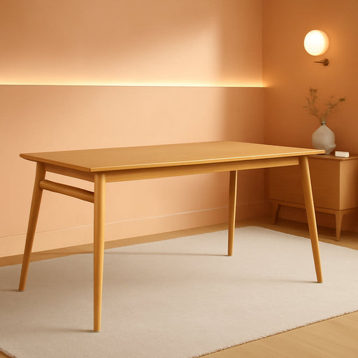 Mid-Century Modern Solid Wood Tapered-Leg Dining Table, 59 Inch, English Ash