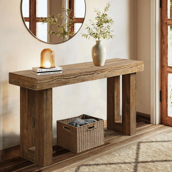 Reclaimed Solid Wood Console Table, 59" Long Farmhouse Entryway Table, Rectangular Couch Tables behind Sofa, Accent Tables for Hallway, Entrance, Foyer, Living Room