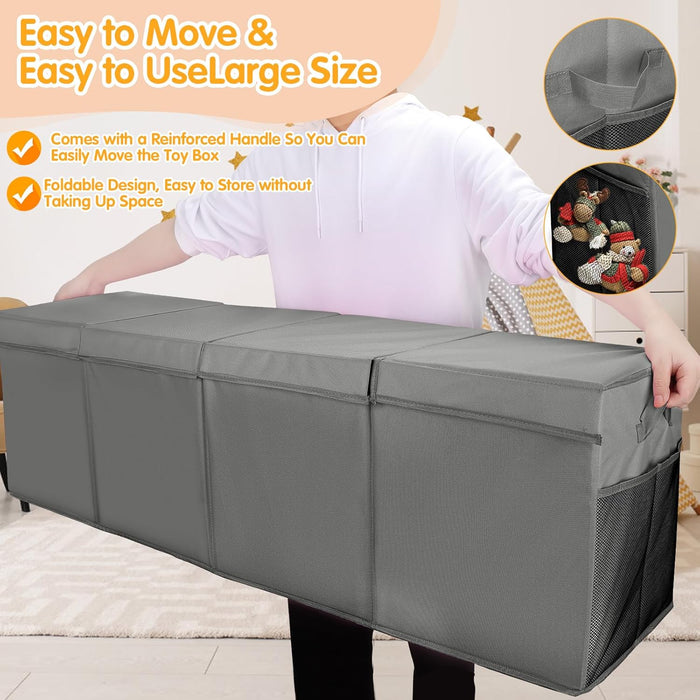 Oversized Toy Chest 50x15x12 Collapsible Mesh Pockets