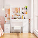 Multifunctional White Vanity Desk With Illuminated Mirror