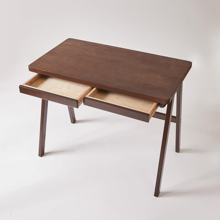 Solid Wood Writing Desk with 2 Drawers Home Office Computer Table