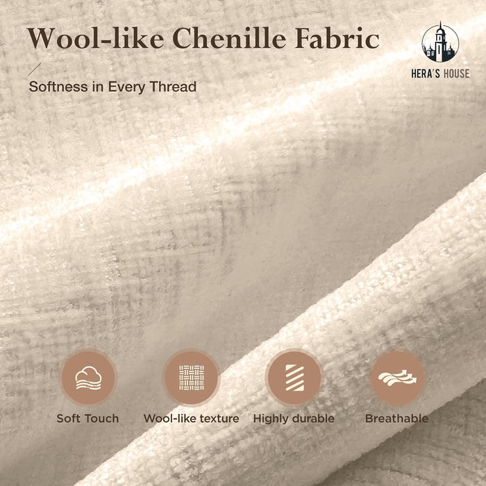 158-Inch L-Shaped Sectional Sofa, Comfy Cloud Couch with 4 Throw Pillows and 1 Ottomans, 5-Seater Modular Sectional Sofa Couches for Living Room, Chenille Beige