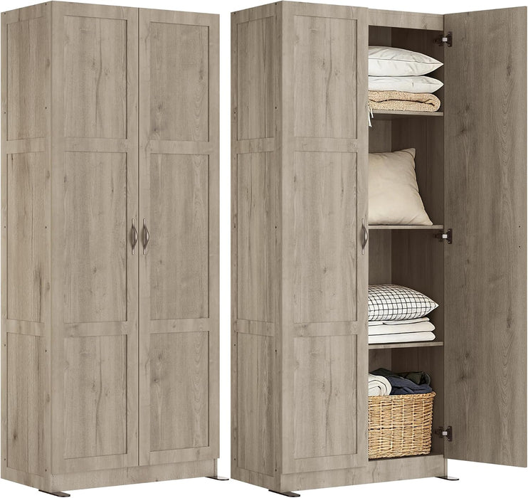 Grey Solid Wood Freestanding Pantry Cabinet Classic