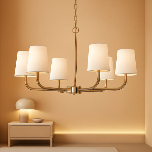 Brushed Gold Contemporary Pendant Chandelier 6 Lights