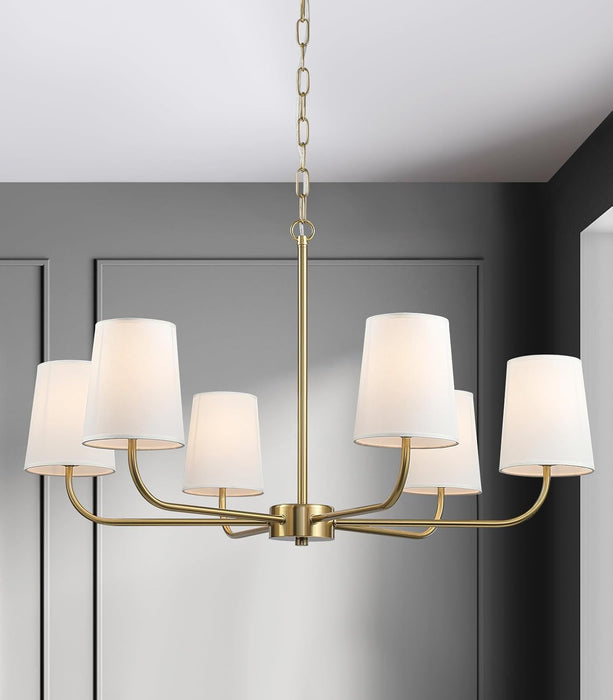 Brushed Gold Contemporary Pendant Chandelier 6 Lights