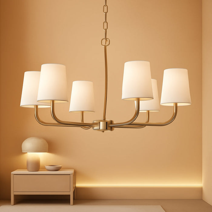 Brushed Gold Contemporary Pendant Chandelier 6 Lights
