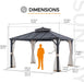 Hardtop Gazebo 11 X 13 Ft. Outdoor Patio Black Metal Gazebo with Double Tiered, Ceiling Hook and Mesh Netting, Black