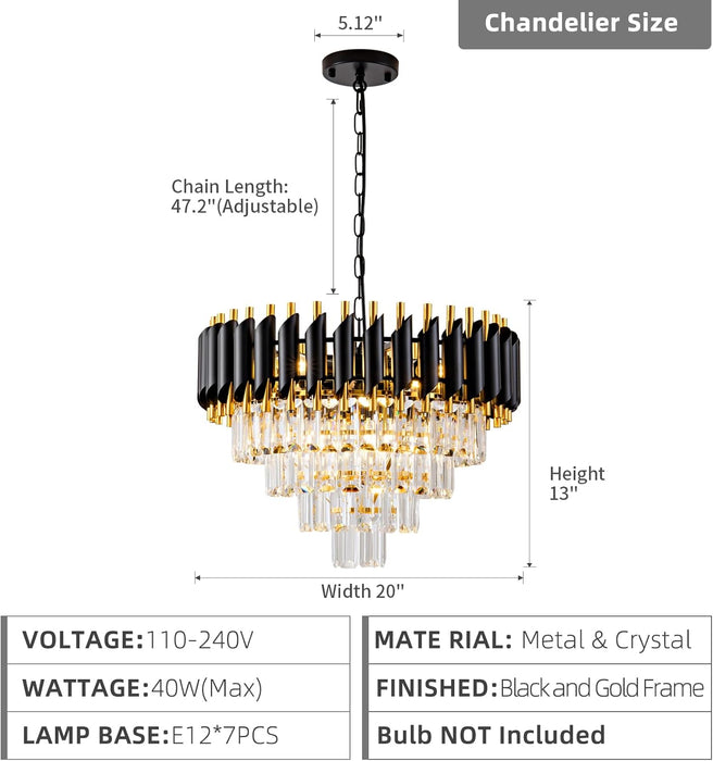 Crystal Chandelier Twenty Inch Round Goldtone Pendant
