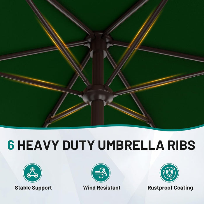 7.5FT Patio Umbrella Table Market Umbrella W/Tilt and Crank, Heavy-Duty Outdoor Umbrellas for Pool, Deck, Garden and Backyard, Dark Green