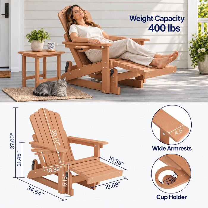 Adirondack Glider Chairs Set of 2,With Retractable Ottoman,Adjustable Back