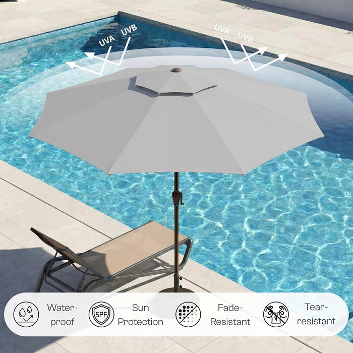 10FT Outdoor Patio Umbrella, 2 Tiers Market Table Umbrella with 8 Sturdy Ribs, Push Button Tilt and Crank, UPF50+ UV Protection for Deck, Pool, Garden and Backyard