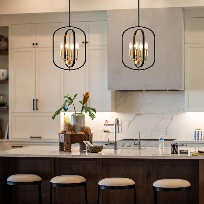 Black and Gold Chandelier for Dining Room Light Fixture, Chandelier for Entryway Light Fixture Foyer Lighting Fixtures Adjustable Modern Farmhouse Chandelier for Living Room Pendant Lights Kitchen