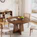 59-Inch Extendable Dining Table, Kitchen Table for 4-6 People | Farmhouse Wood Space-Saving Expandable Dinner Table, round to Oval Pedestal Dining Table, Dark Brown Walnut