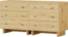 6 Drawer Dresser, 63In Wood Dresser for Bedroom, Oak Dresser Drawer