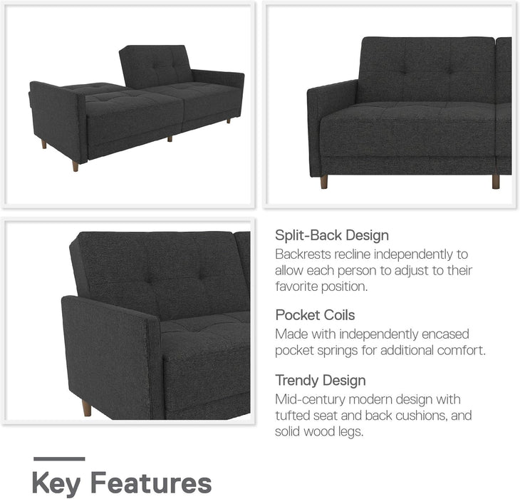 Contemporary Upholstered 76 Inch Grey Sleeper Sofa