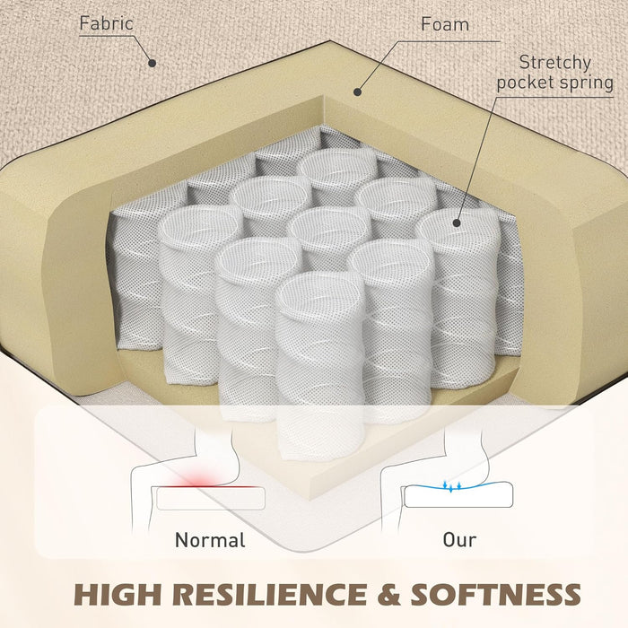 Mid-Century Modern Accent Chair, High Wingback Chair, Button-Tufted Upholstered Fabric Armchair with Retro Wood Legs for Living Room, Bedroom, Beige