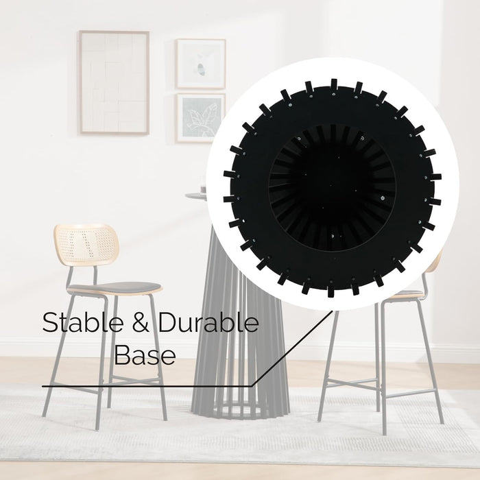 Modern Pub Table round Bar Height Cocktail Table Wood Window Table 24-Inch Top, 43.5-Inch Height, Black