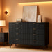 Fluted Nine Drawer Dresser FiftyFiveInch MatteBlack Organizer