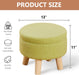 Storage Ottoman, Modern round Footrest with Soft Padded Seat, Teddy Velvet Footstool with Wood Legs, Accent Small Table or Plant Stand for Hallway, Living Room (Brilliant Green)