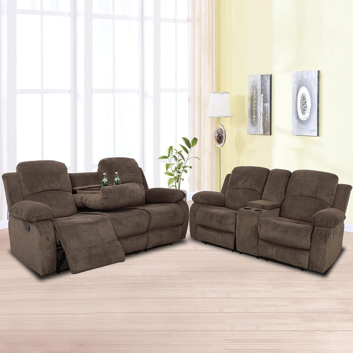 Corduroy Living Room Furniture Set Reclining Sofa Set Loveseat Furniture Sets in Living Room Sofa Recliners(Sofa+Loveseat, Taupe Corduroy)