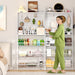 Behind the Door Bookshelf, Space Saving Metal Slim Shelf after Door | Tall Narrow Wall Mounted Storage Cabinet, behind Door Standing Bookcase with Hooks for Books Bedroom Living Room Office