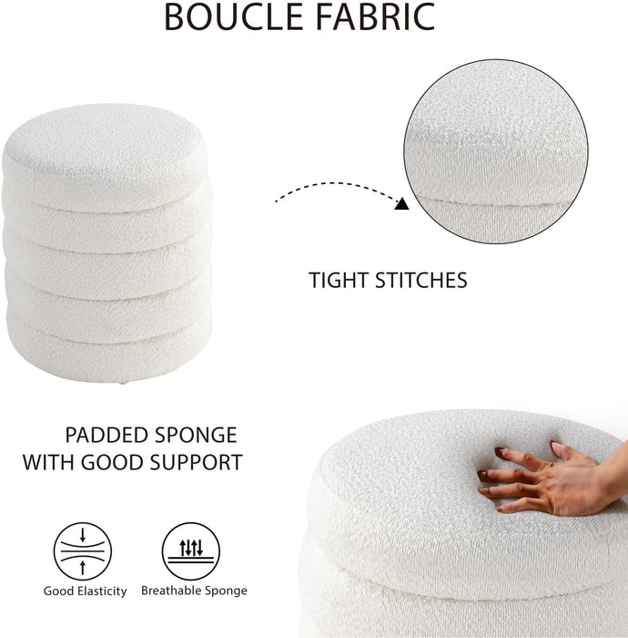 Modern round Ottoman with Soft Padded Seat, Storage Vanity Chairs for Makeup, Upholstered Footrest Stool Ottoman Foot Stool for Living Room, Bedroom