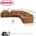 Power Recliner Sectional Sofa Set with USB Ports, Flannel Recliner Sofa Set with Adjustable Headrest, Reclining Sectional Couches, L-Shaped Living Room Furniture Set (Ginger, 5-Seater)