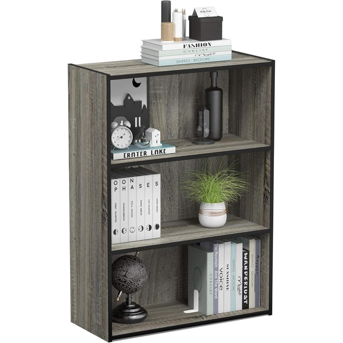 Pasir 3-Tier Open Shelf Bookcase, French Oak Grey