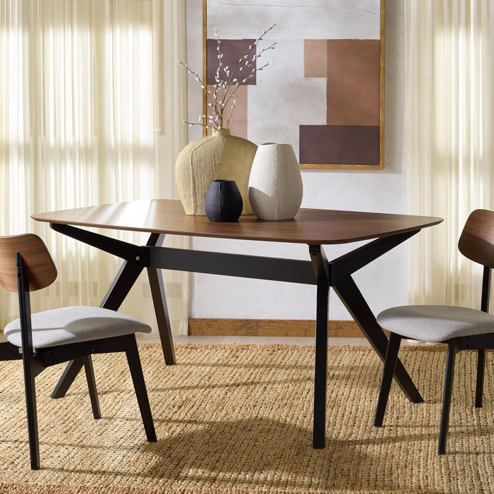 SAFAVIEH Couture Collection - Divya Walnut & Black Rectangle Wood Dining Table, Modern Two-Tone Design, Seats up to 6 (SFV6711A)