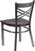 2 Pk. HERCULES Series Clear Coated ''X'' Back Metal Restaurant Chair - Walnut Wood Seat