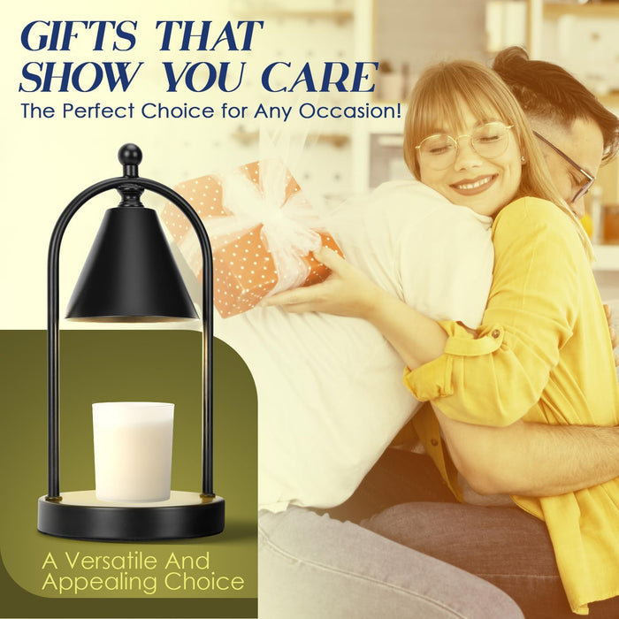 Candle Warmer Lamp with Timer, Electric Black Candle Warming Light for Bedroom, Dimmable Wax Melts Warmer for Home Decor beside Lamp Gifts for Women (2 Bulbs Included)