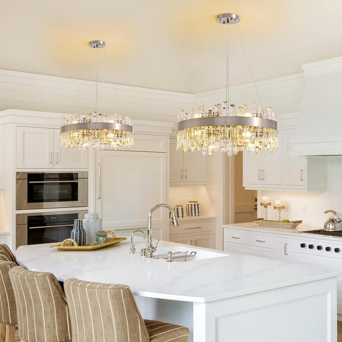 Crystal Chandelier 12 Light Brushed Nickel Dimmable