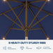 10FT Solar Patio Umbrella with Lights, Outdoor Table Market Umbrella with 32 LED Lights, 8 Sturdy Ribs, Push Button Tilt and Crank for Pool, Deck and Garden, Uv-Resistant