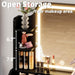 Black Vanity Desk With LED Illuminated MirrorStorage