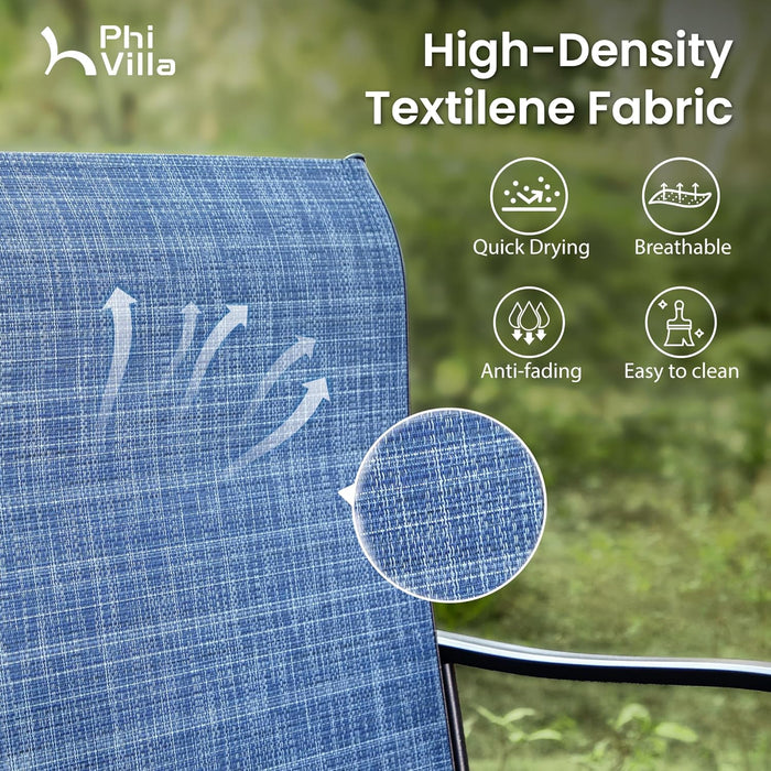 3Pcs Outdoor Swivel Bar Stools Set, Bar Height Patio Table and Chairs with All Weather Textilene Fabric, Pub Bar Bistro Tall Furniture Set for Outdoor, Blue